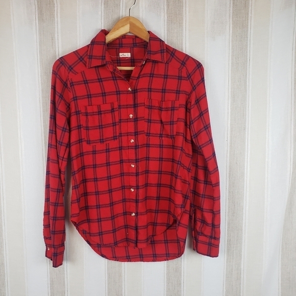 Hollister Plaid Flannel Red Size Extra Small - Picture 1 of 7